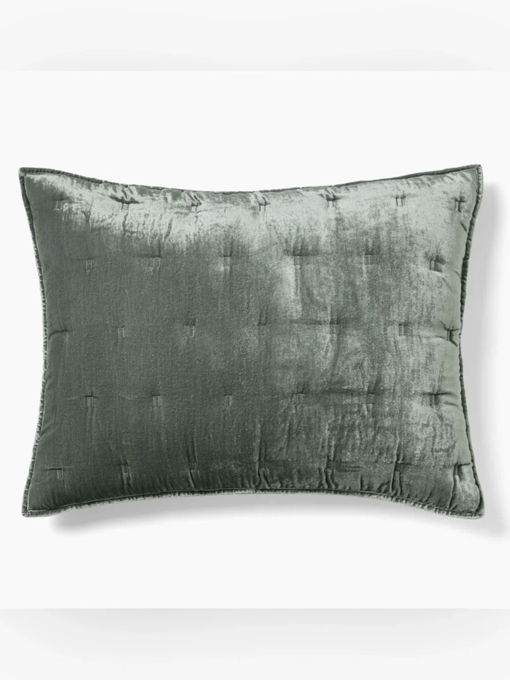West Elm Gray Lush Velvet Tack Stitch Quilt Pillow Sham